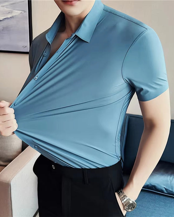 Skjortor Herr Stretch Kort Ärm Klänning
