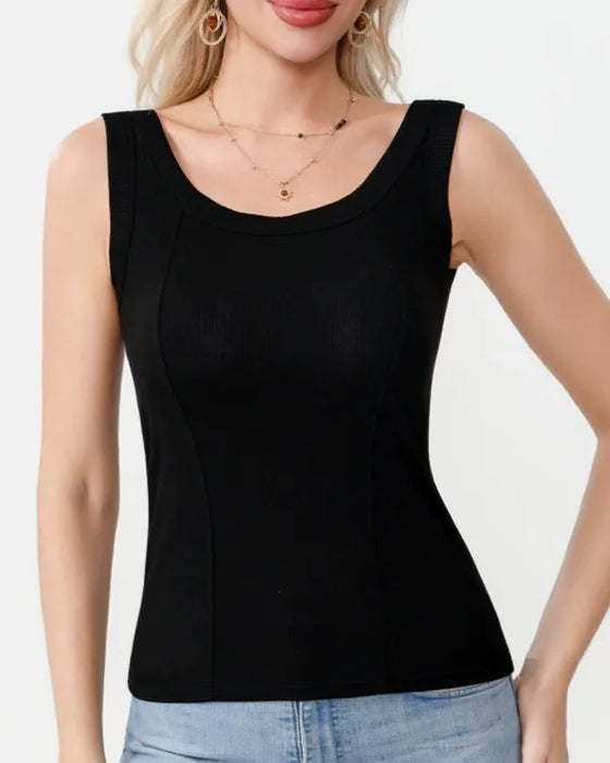 Cami‑Topp Solid Färg Med Inbyggd Bh