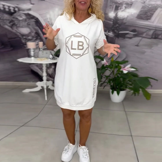 Klänning Med Huva Tryckt Text Sport