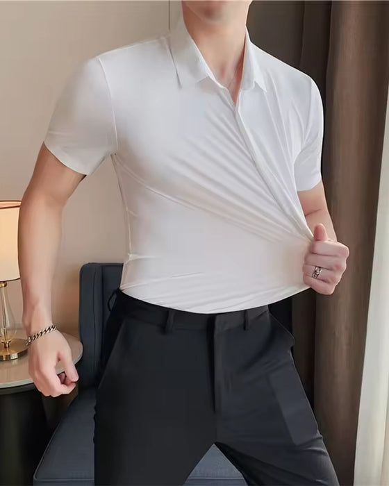 Skjortor Herr Stretch Kort Ärm Klänning