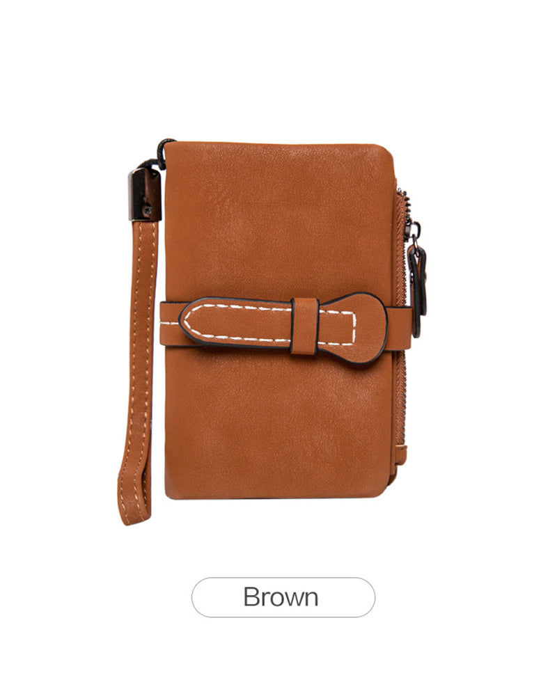 Dam Elegant Minimalistisk Kort Plånbok Med Handledsrem, Casual Mångsidig Dragkedja Korthållare Plånbok, Trendig Plånbok För Dagligt Bruk