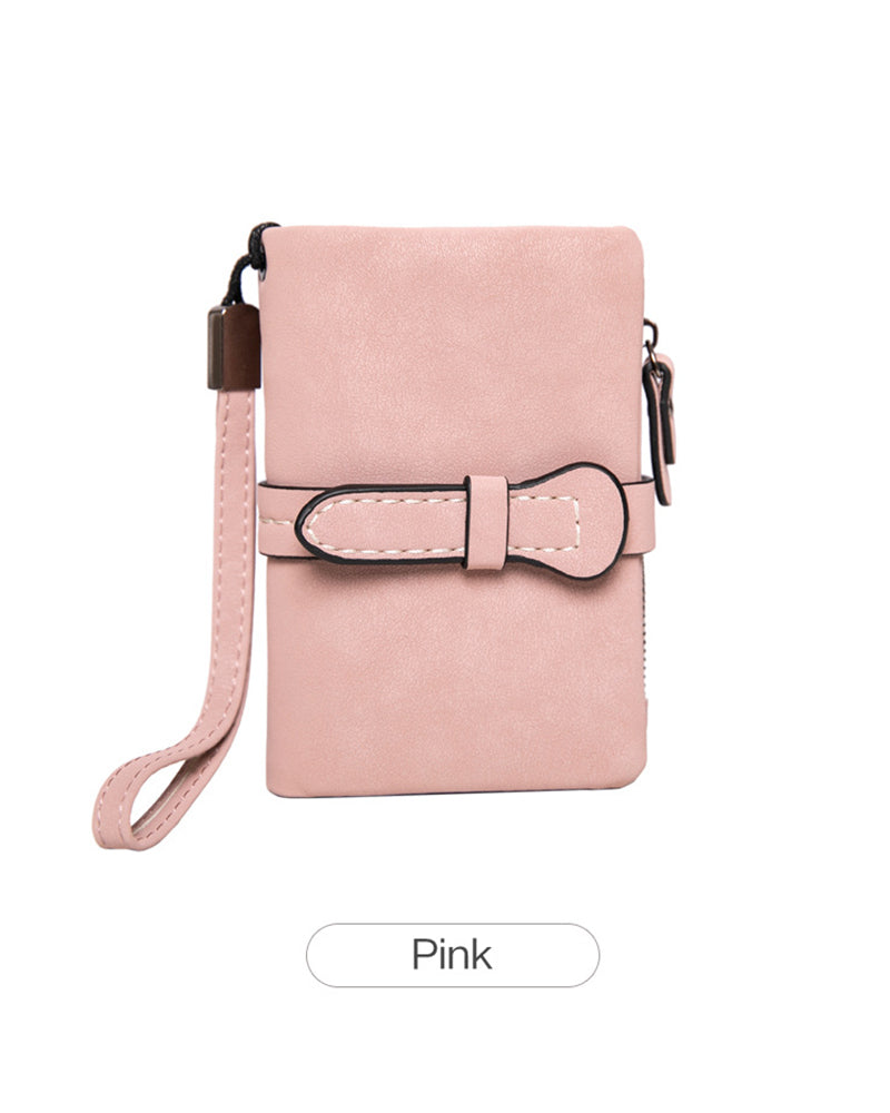 Dam Elegant Minimalistisk Kort Plånbok Med Handledsrem, Casual Mångsidig Dragkedja Korthållare Plånbok, Trendig Plånbok För Dagligt Bruk