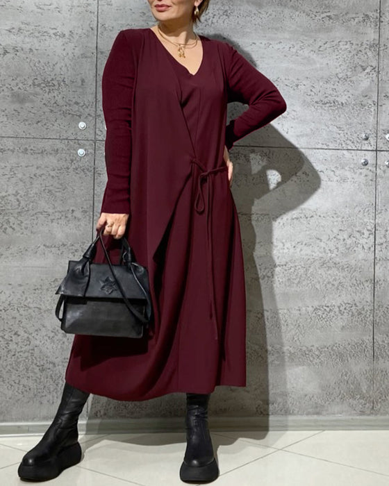 Enfärgad Klänningar med knytband