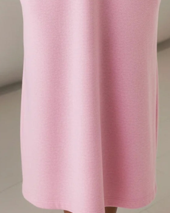 Långärmad Lössittande Casual Klänning Med Huva