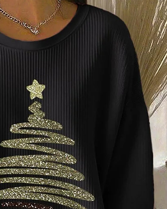 Tröja Löst Pitted Jul Tryck