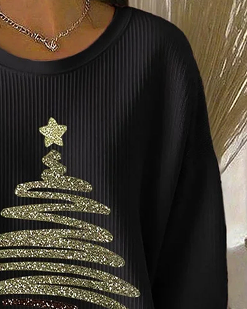 Tröja Löst Pitted Jul Tryck