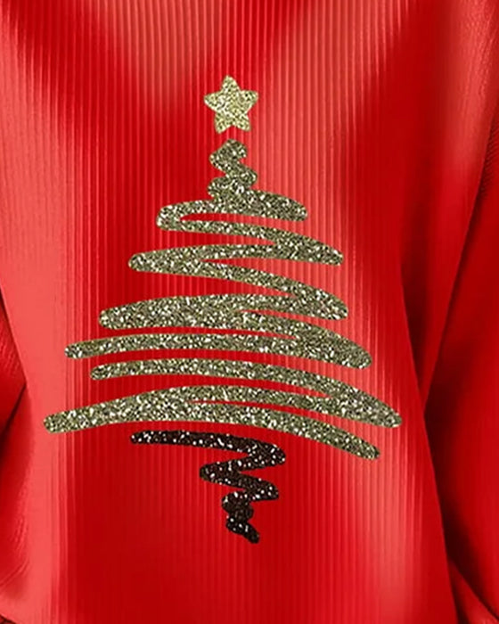 Tröja Löst Pitted Jul Tryck