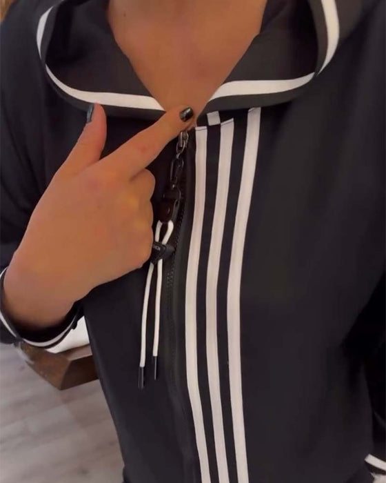 Huva randig avslappnad tvådelar