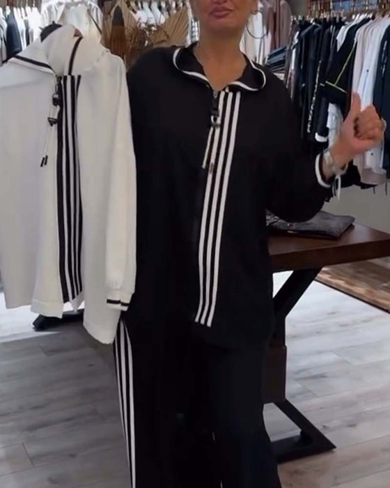 Huva randig avslappnad tvådelar