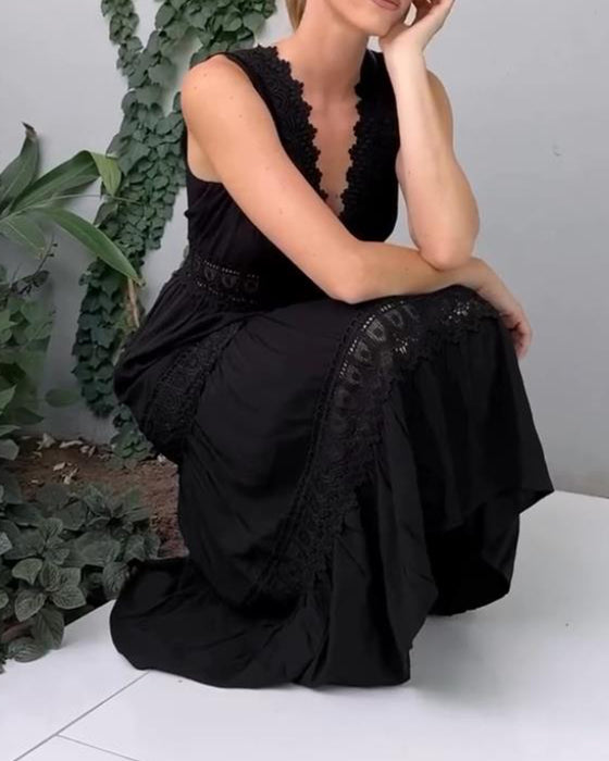 Tankklänning med V-ringad spets