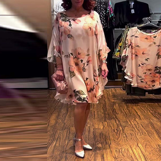 Klänning Tryckt Fladdermusärm