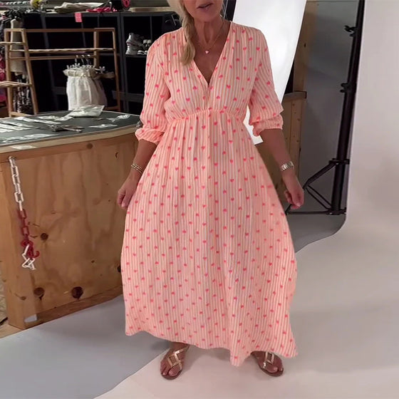 Klänning Elegant V-Ringning Hjärtmönster