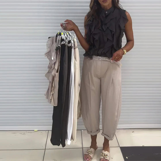 Tank Top Designer Ruffle Ärmlös