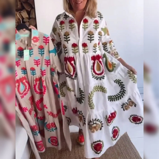 Klänning Blommigt Grafiskt Tryck