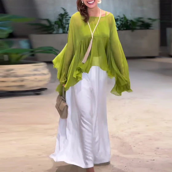 Blus Med Stilren Enfärgad Design