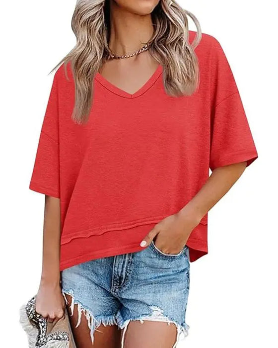 Enfärgad T-Shirt V-Hals