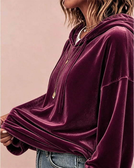 Hoodie Enfärgad Långärmad