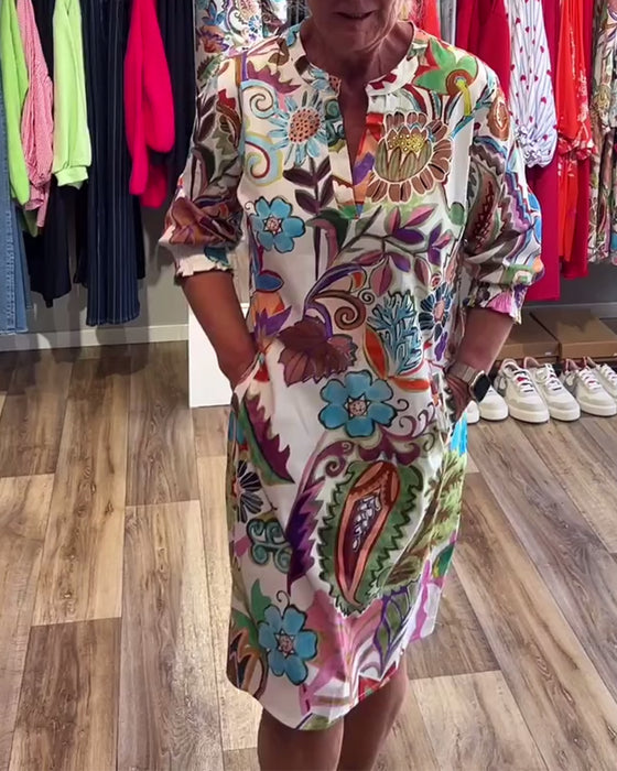 Klänning Ståkrage Blommig