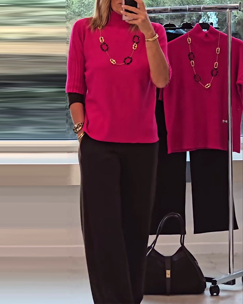 Pullover tröja avslappnad enfärgad varm