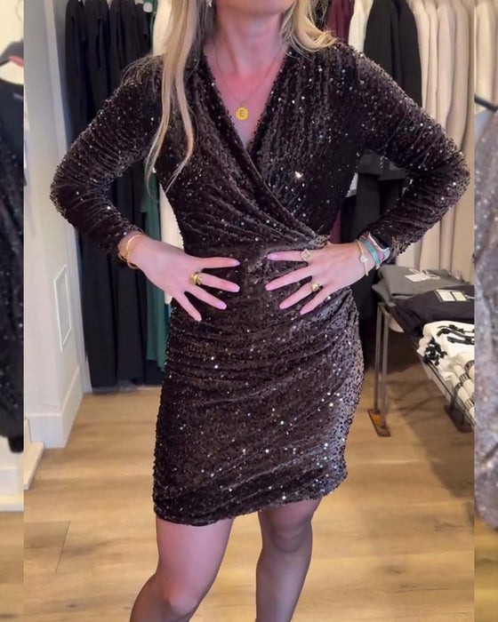 Långärmad Slim-Fit Bodycon-Klänning