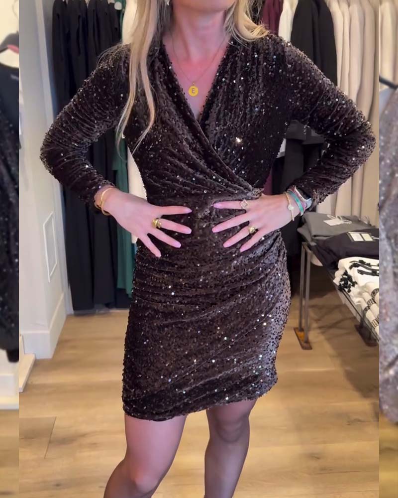 Långärmad Slim-Fit Bodycon-Klänning