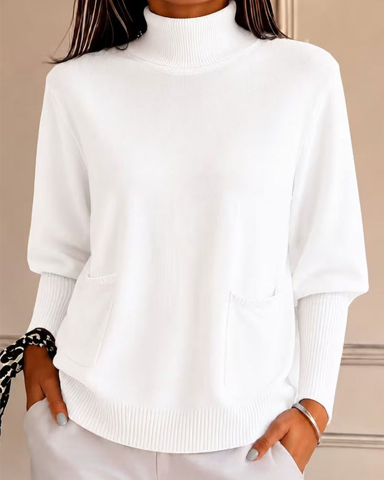 Pullover Polokrage Ficka Solid