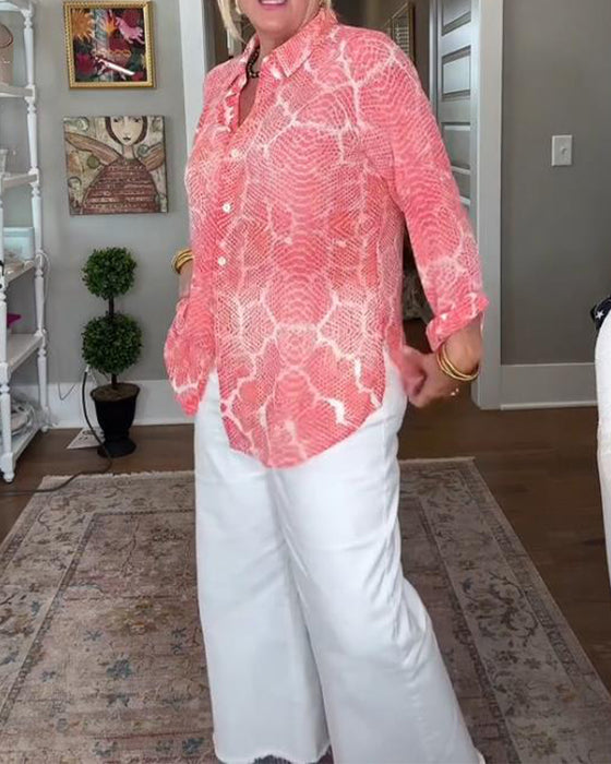 Blus Med Knappad Och Texturerad Egenskaper