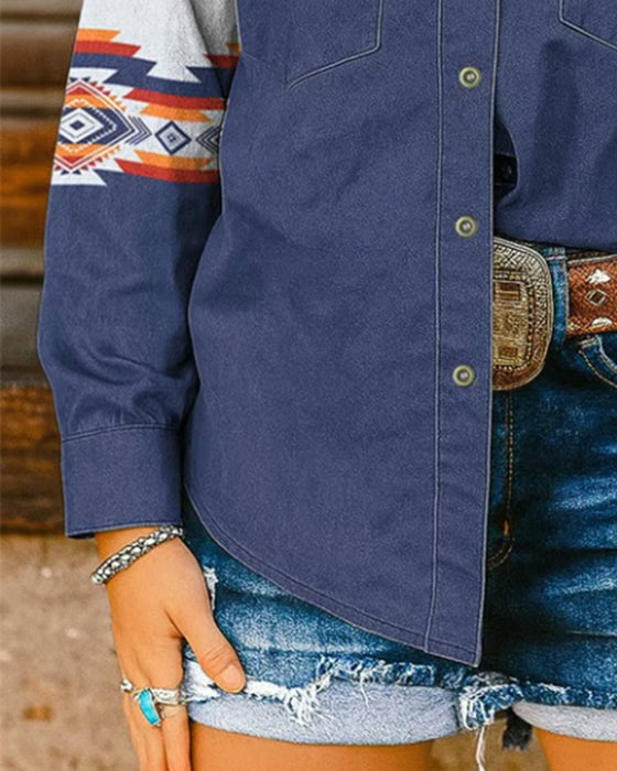 Skjorta med tryck och avslappnad långärmad