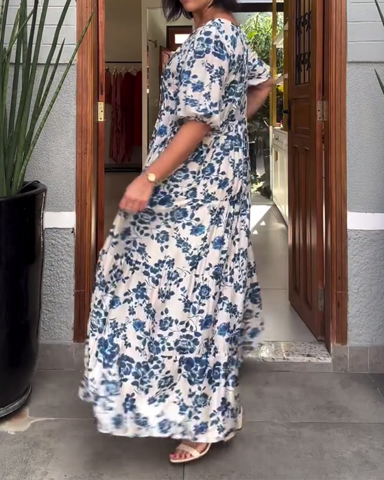 Klänning Kortärmad Blommig Tryck