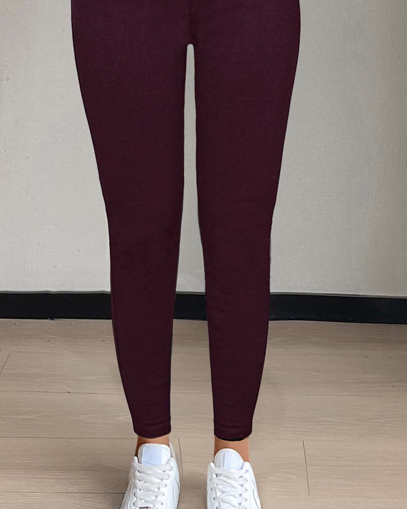 Byxa Kvinnors Ficka Enfärgad Slimmad Casual