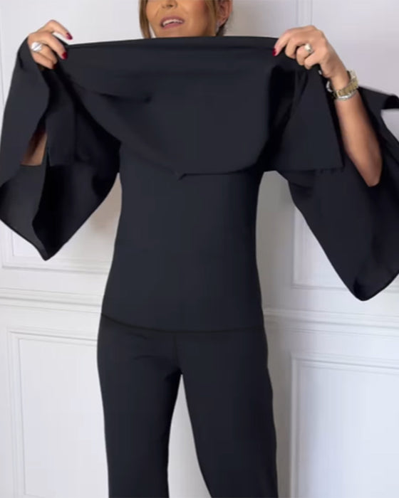 Blus V-Ringning Elegant Fjärilärm