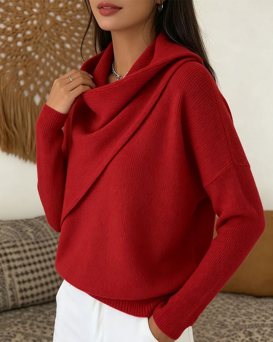 Pullover Stilig Mock Neck Lång Ärm Stickad