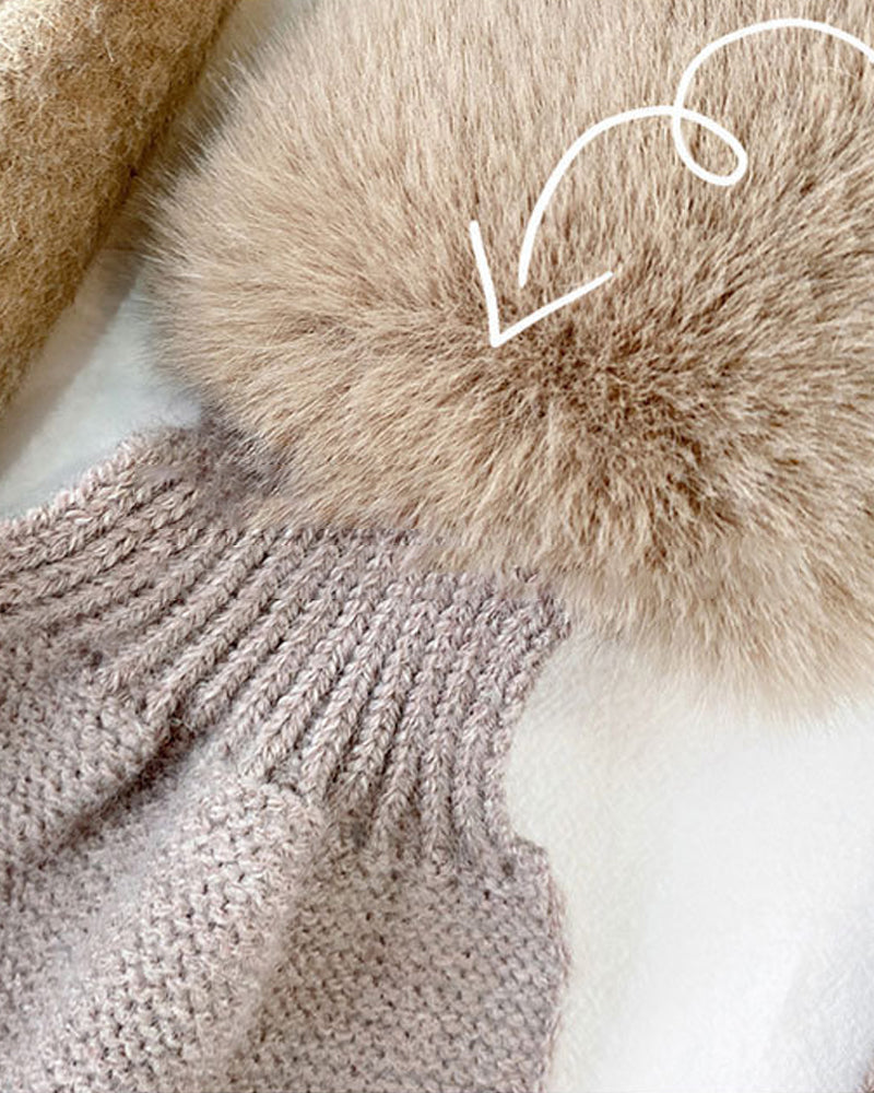 Modern Stickad Päls Halsduk Med Patchwork