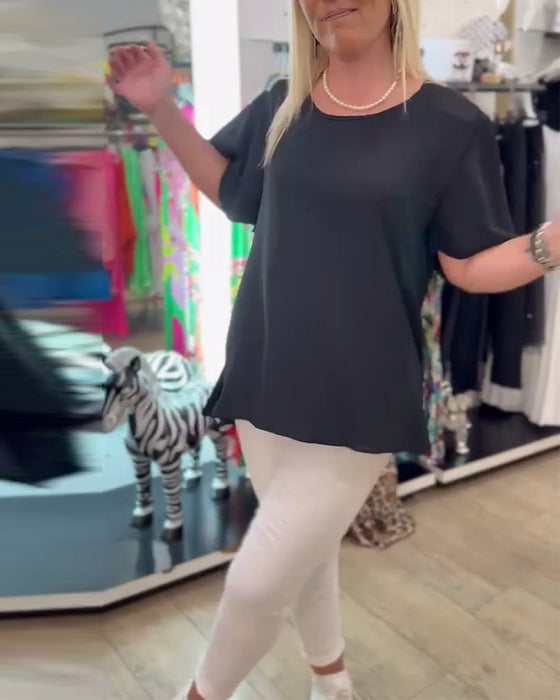 Blus Rund Hals Enfärgad