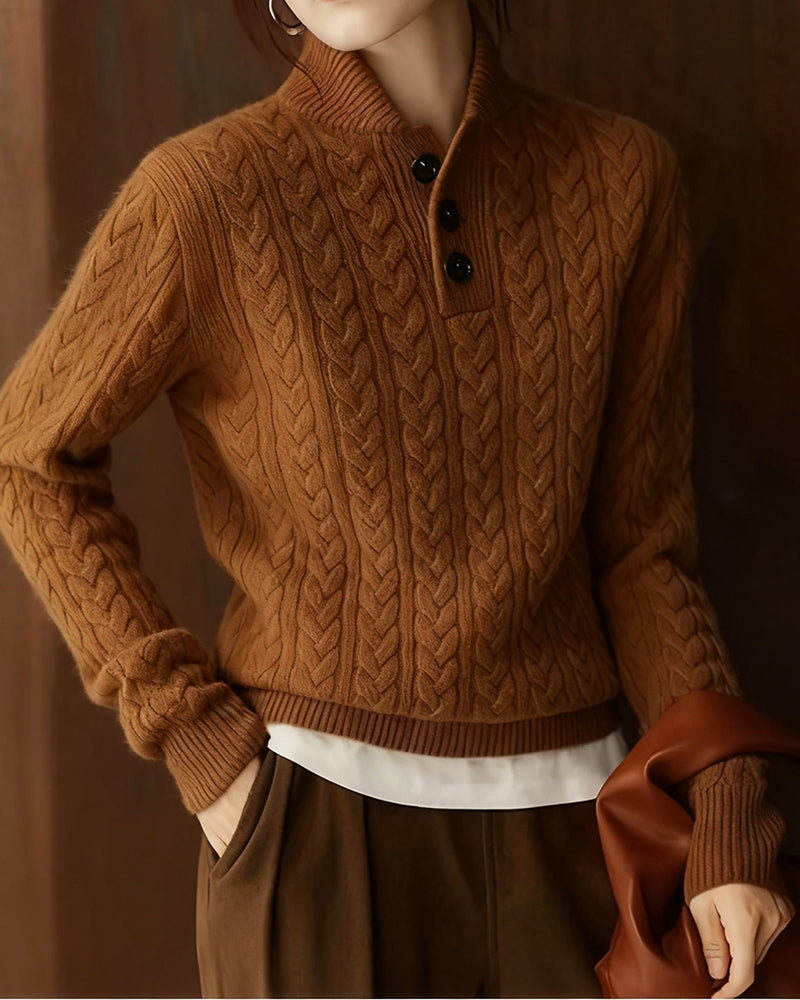 Pullover Ståkrage Flätstickad