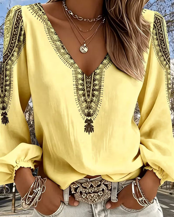 Blus Puffärm Bohemisk