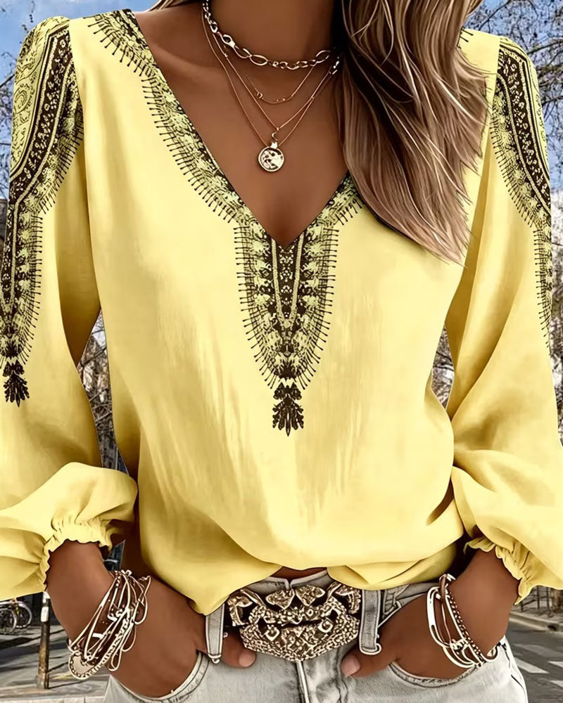 Blus Puffärm Bohemisk