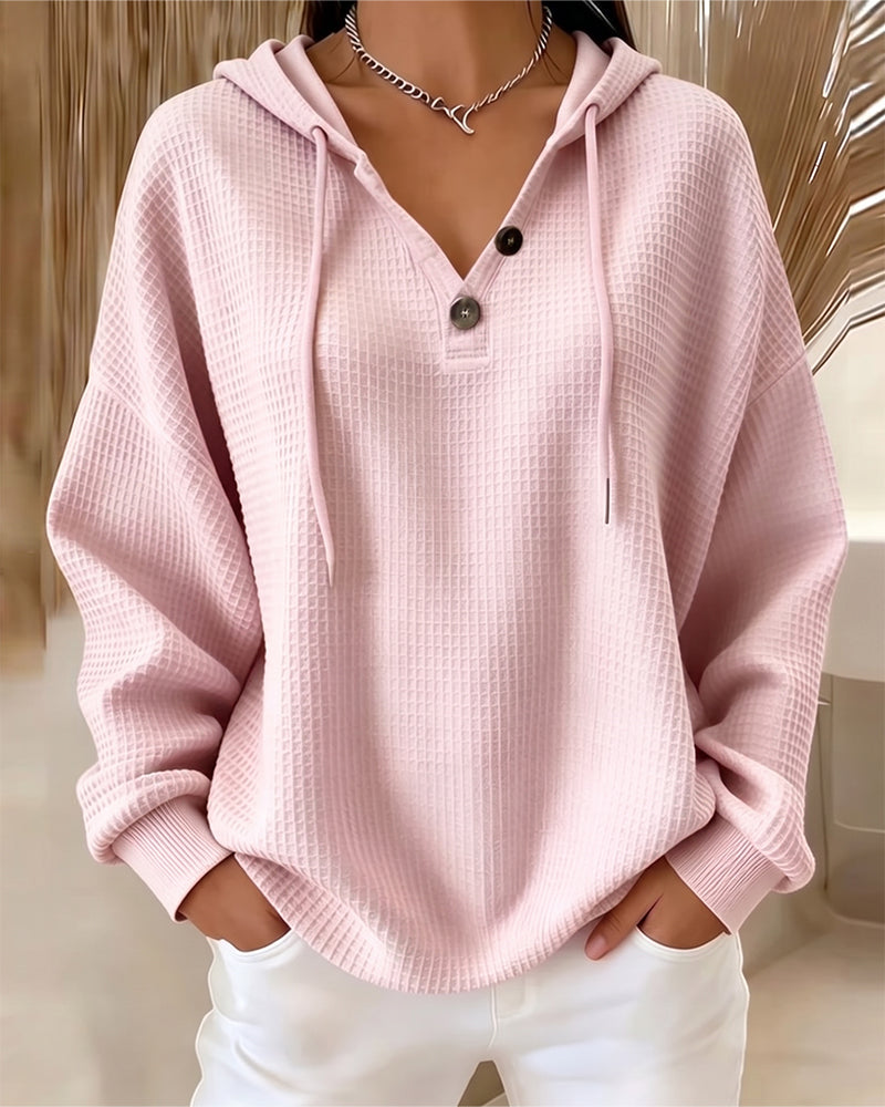 Sweatshirt Avslappnad Enfärgad Snörlina