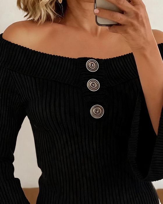 Topp Off-Shoulder Knapp Casual