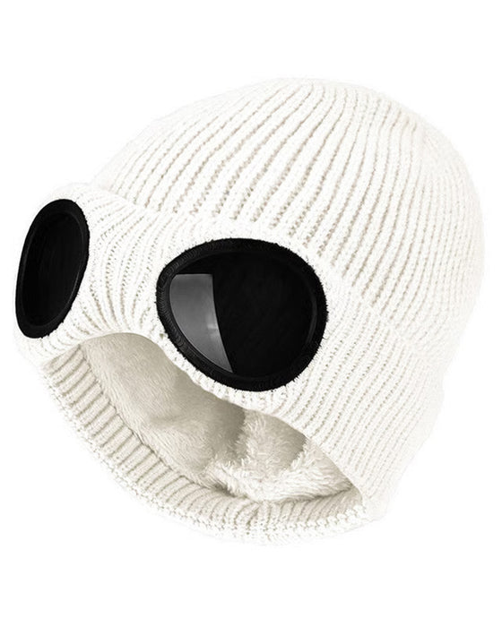 Unisex Enfärgad Goggle-lins Designad Beanie Mössa