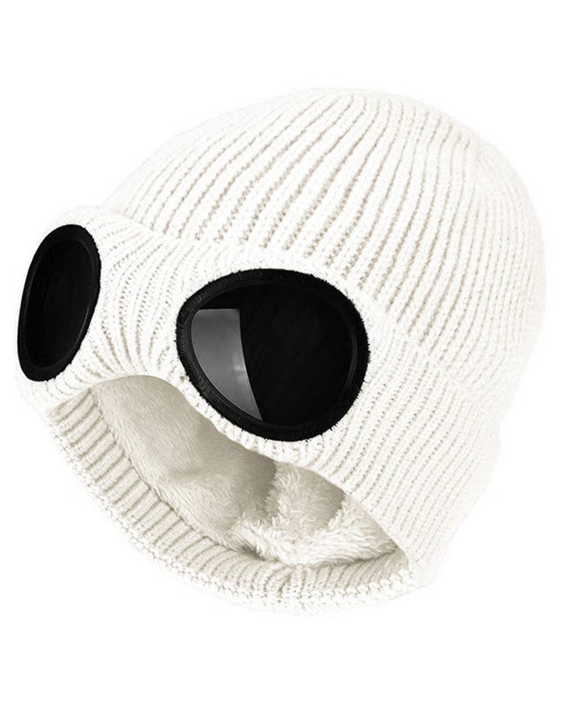 Unisex Enfärgad Goggle-lins Designad Beanie Mössa