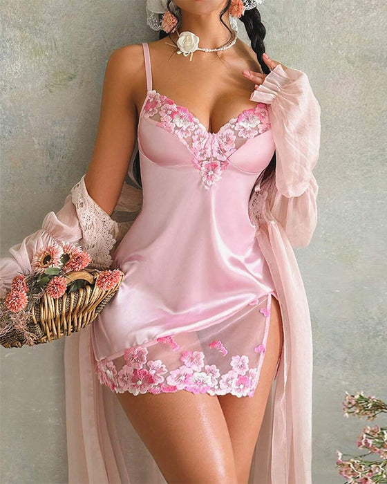 Nattlinne Broderad Ryggfri Kams