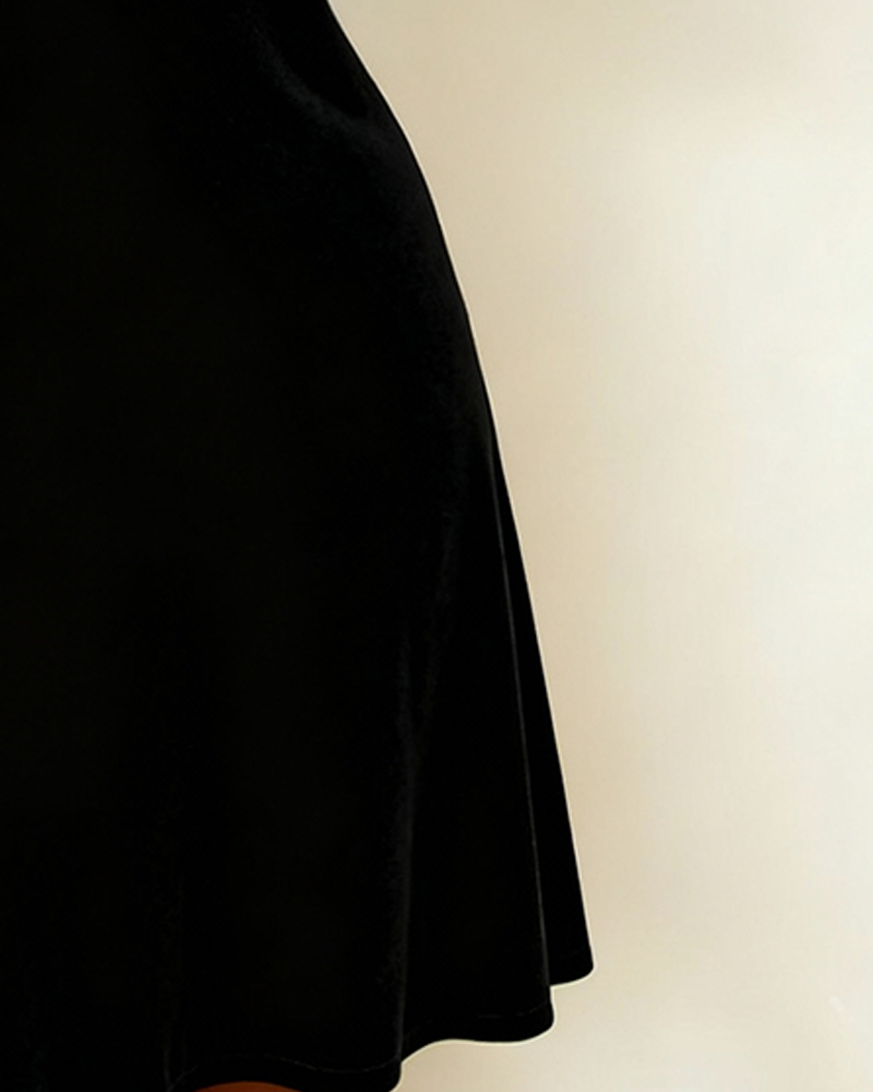 Klänning Långärmad Enfärgad Rhinestone