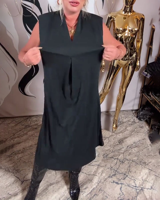 Modig Ärmlös Klänning Med V-Ringning