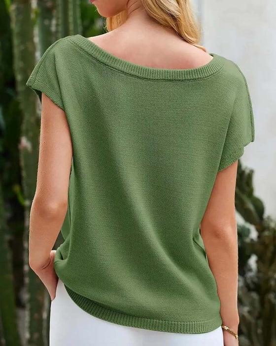 Pullover Off-Shoulder Kort Ärm