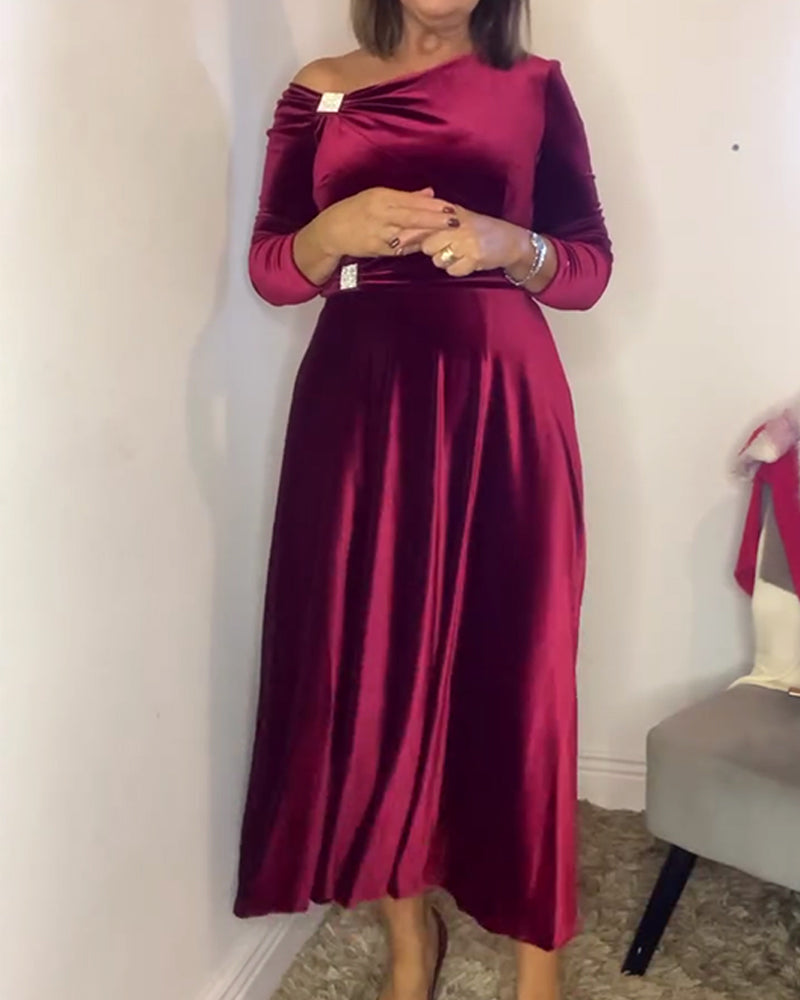 Klänning Stilfull Sammets Metallspännen