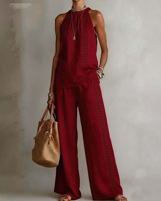 Tvådelad Set Hollow Out Halter