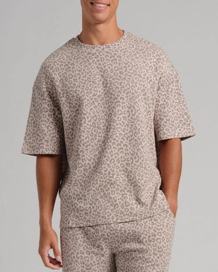 Set Leopard Tryck Loose Fit Kort Ärm Shorts