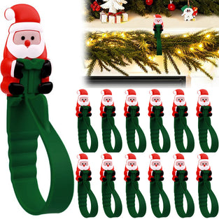 🎄🎅 Jultomte Självhäftande Krokar (12-Pack) — inga borrar, inga spikar, bara skala, fäst och häng