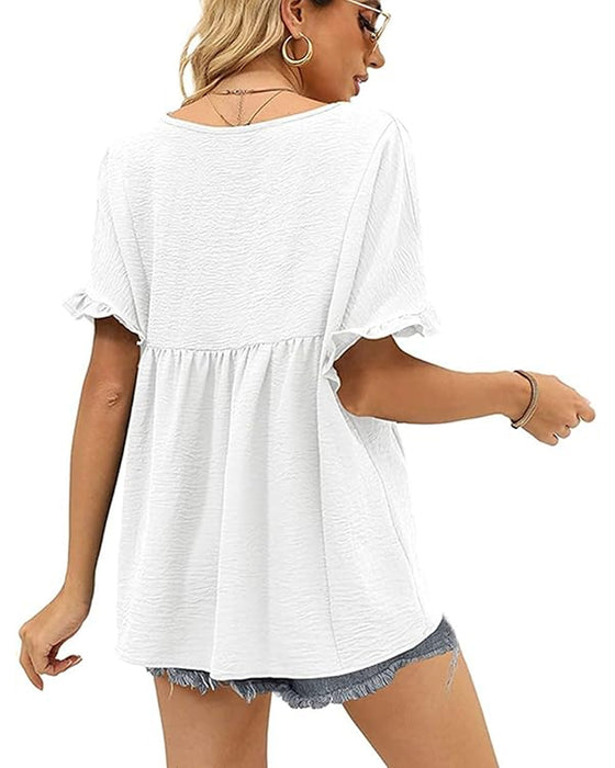 Blus Casual Rynkad Loose Fit
